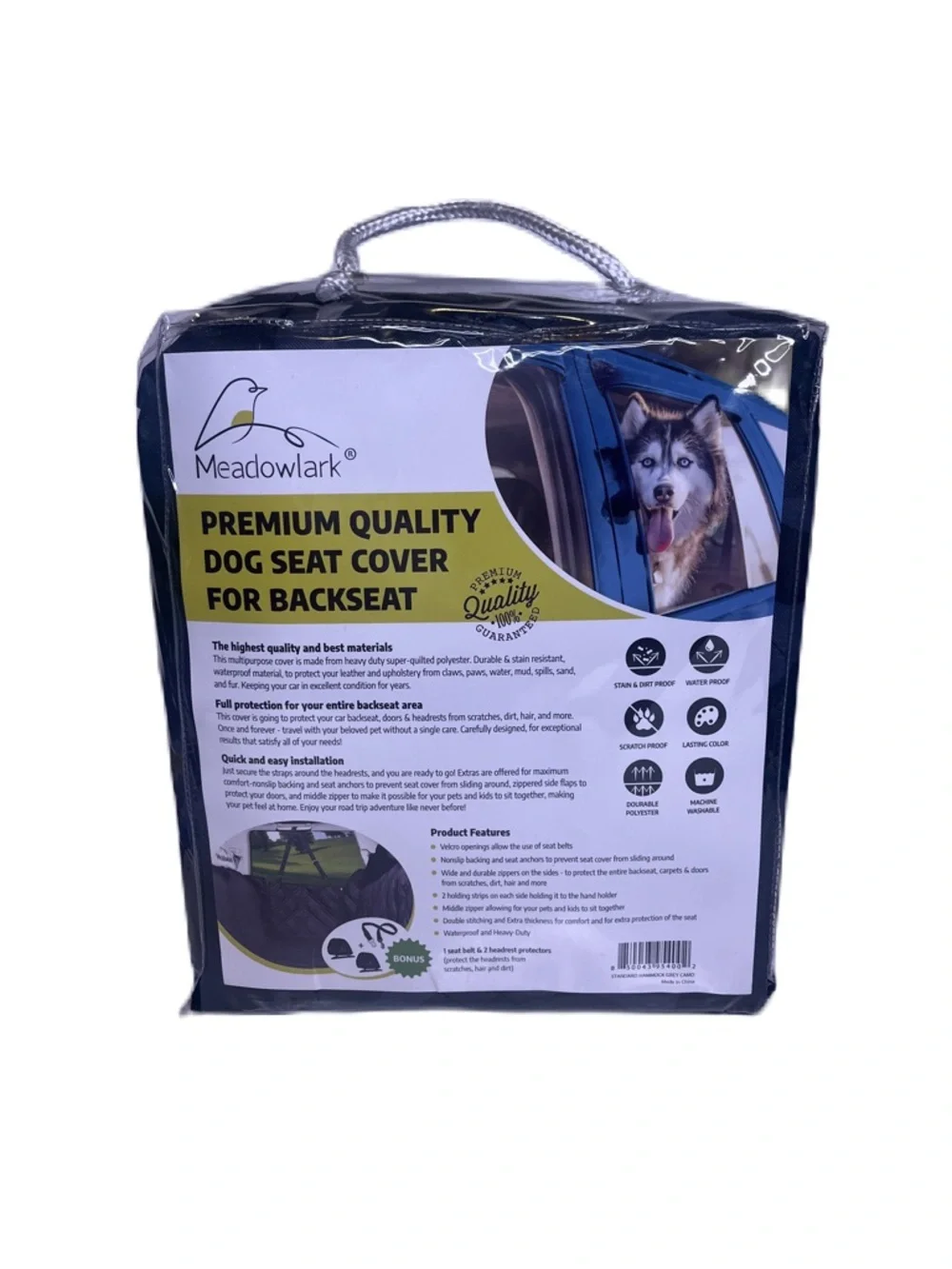 MEADOWLARK Dog Car Seat Cover with Mesh Window New In Package